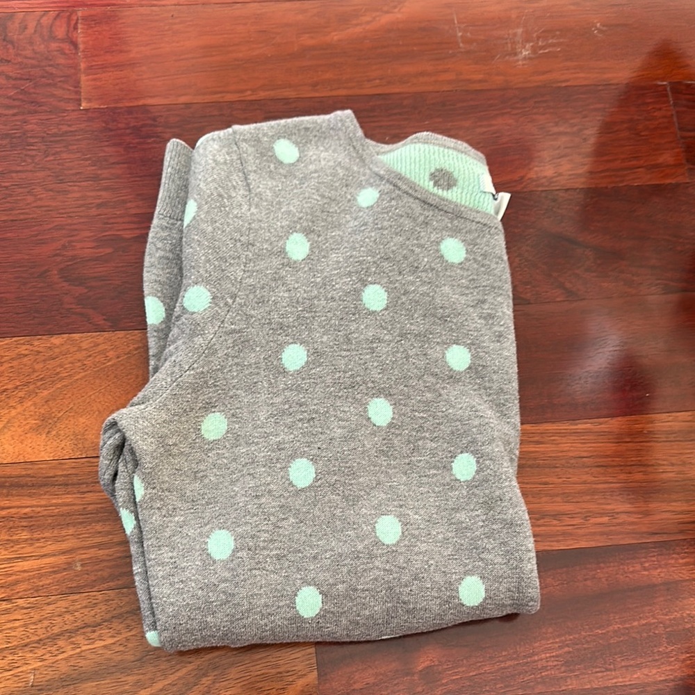Gray Sweater with Mint Polka Dots